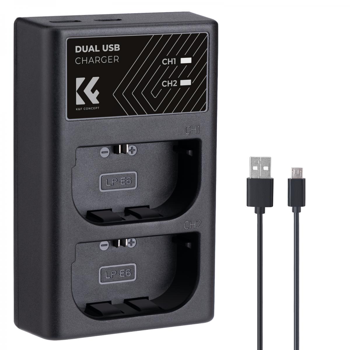 Cargador doble K&F Concept para baterías Canon - LP-E6/E6N/E6NH