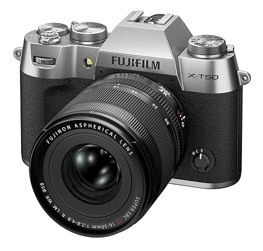 Cámara mirrorless Fujifilm X-T50 con lente 16-50mm